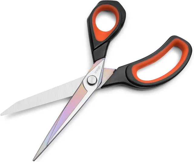 LIVINGO titanium tailor shears with black and red comfort handles